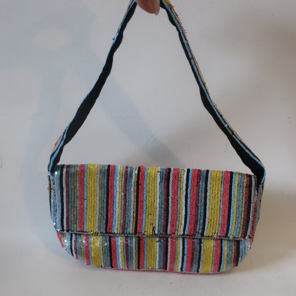 Womens Santi Multicolor Sequined Clutch Shoulder Handbag - Picture 1 of 11